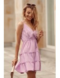 Delicate dress with an envelope neckline, purple PR3200 - Online store - Boutique